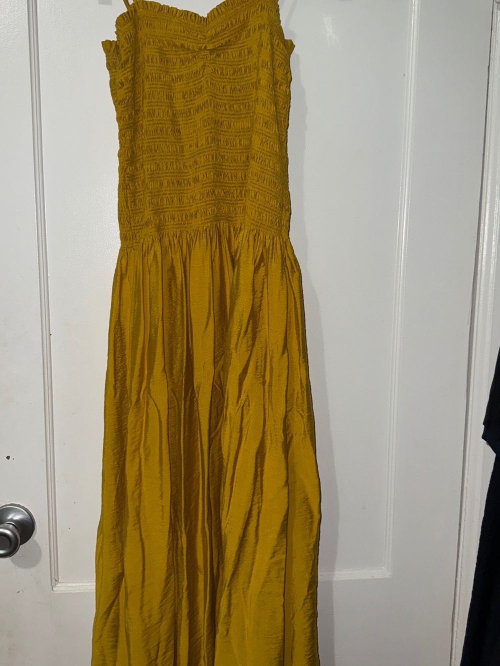 H&M Mustard Smocked Strap Maxi Dress